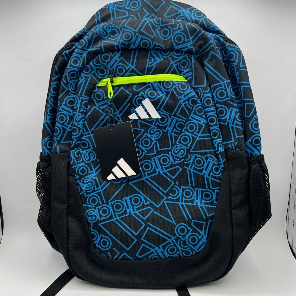 NWT Adidas Fundare 2 Backpack Blue Black Pulse Logo Print   back to school
